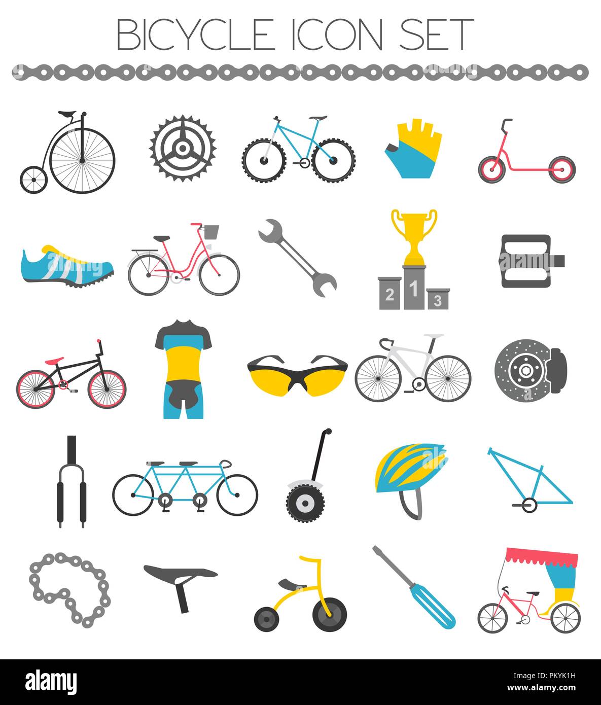 Icono de bicicleta. Tipos de bicicletas. Ilustración vectorial diseño plano Ilustración del Vector