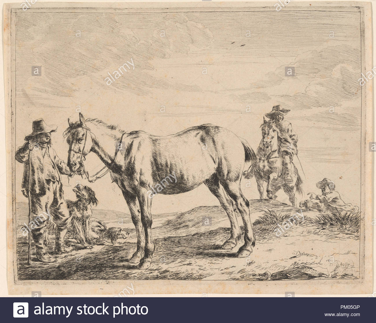 Un Hombre Sostiene Un Caballo Por La Brida Fecha 1651