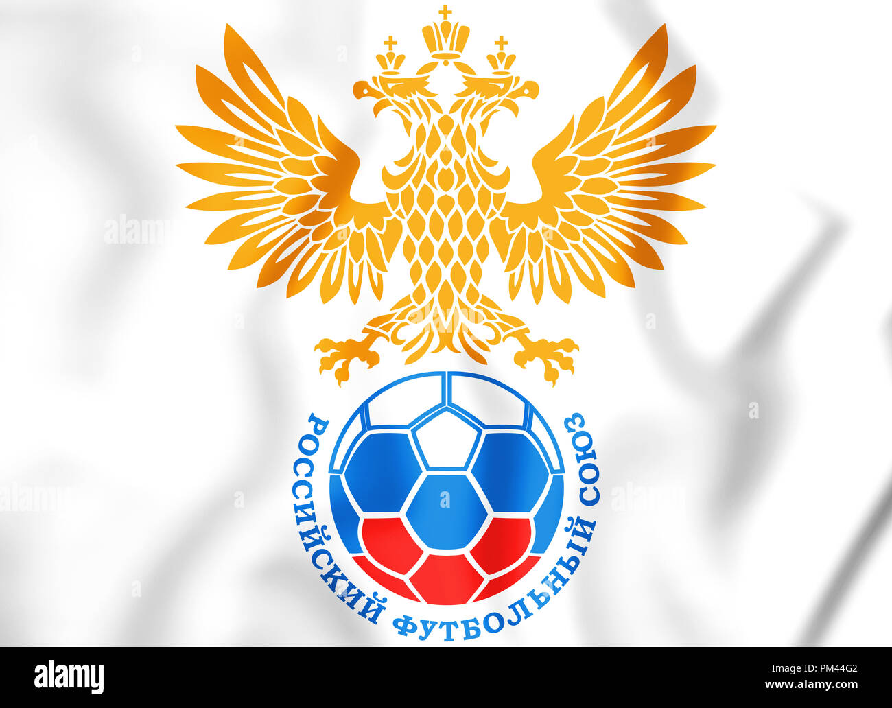 3D el emblema del equipo de fútbol nacional de Rusia. Ilustración 3D. Foto de stock