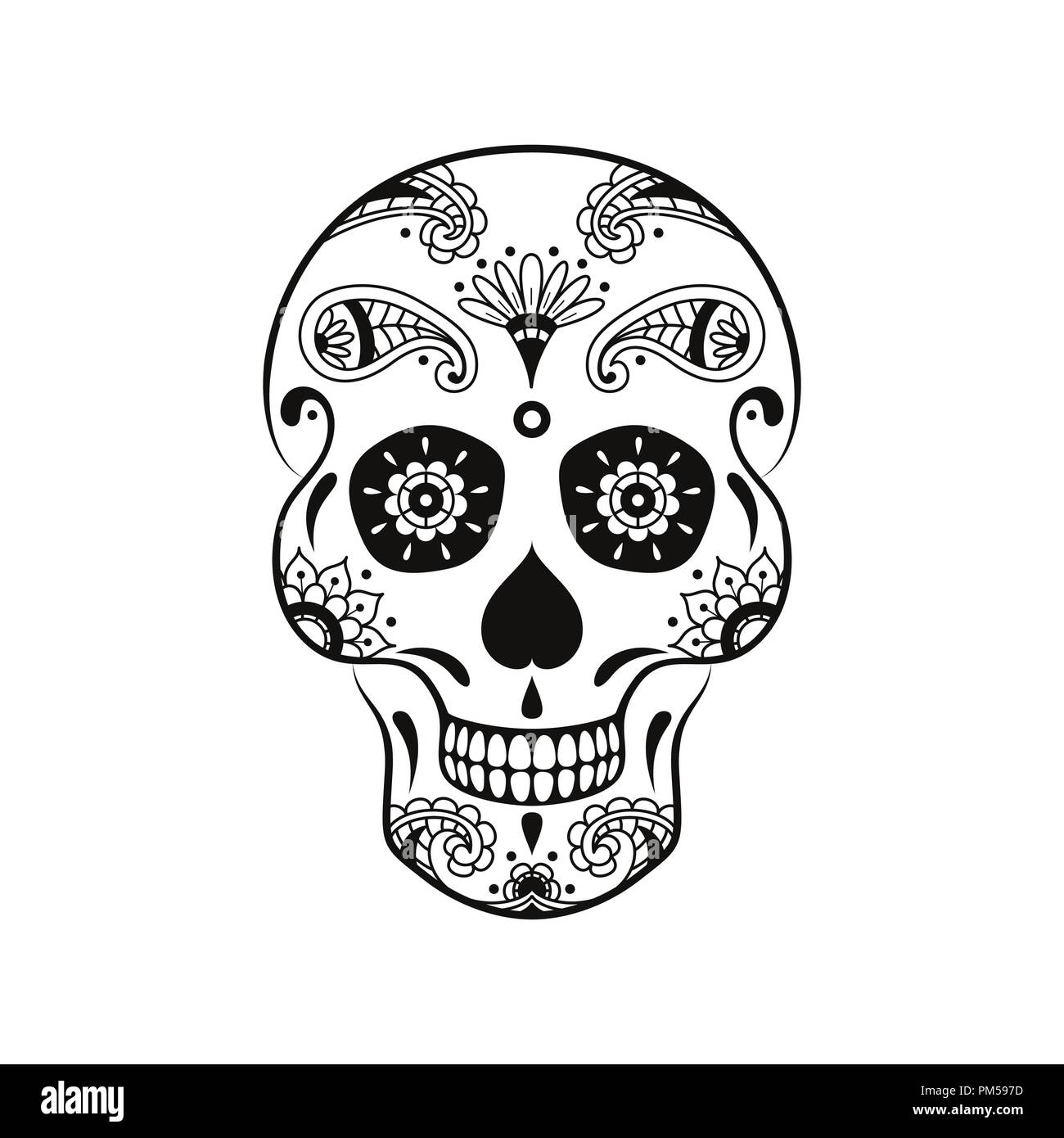 Vector de calaveras de azúcar con dibujos florales. Ilustración mexicana  del Día de los Muertos Festival de celebración Imagen Vector de stock -  Alamy