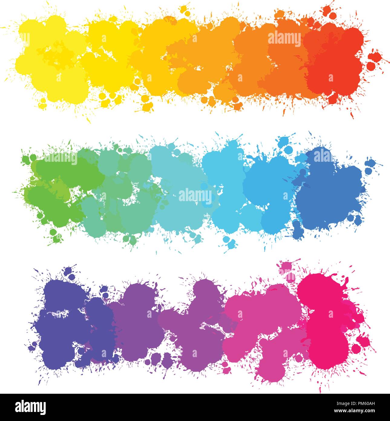 Salpicaduras de color colores degradados, vector de fondo para imprimir decoración. Espacio de color CMYK. Ilustración del Vector