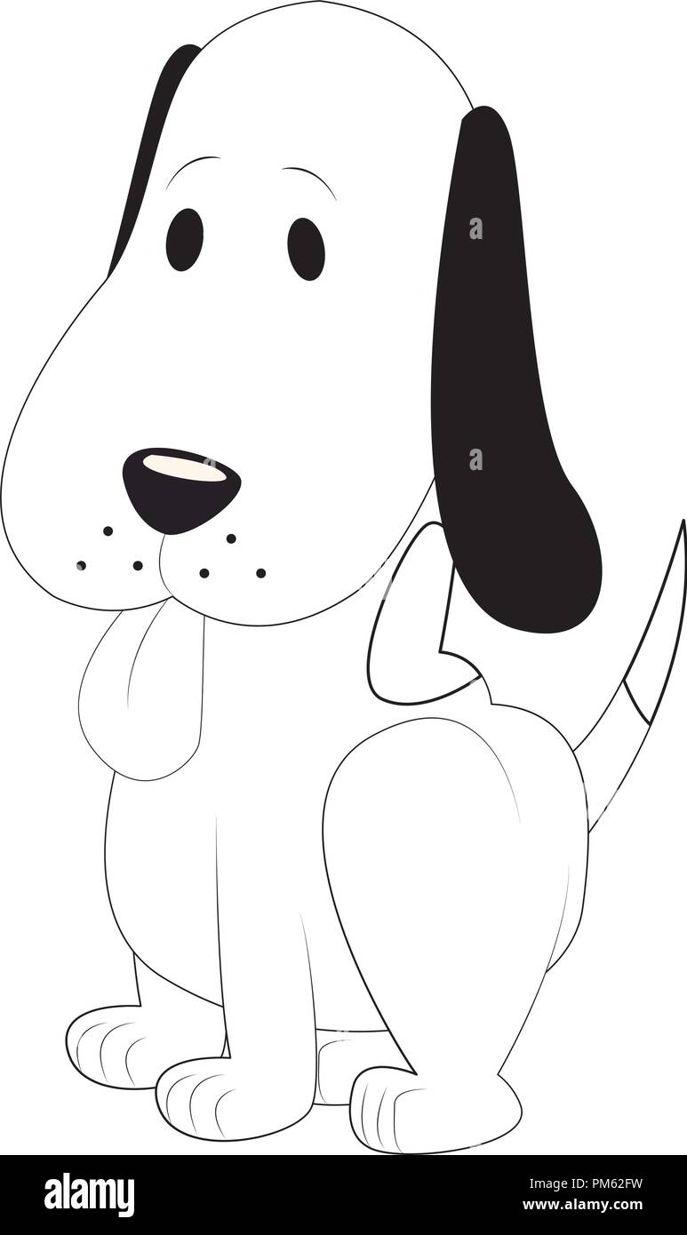 Lindo perro caricatura en blanco y negro Imagen Vector de stock - Alamy