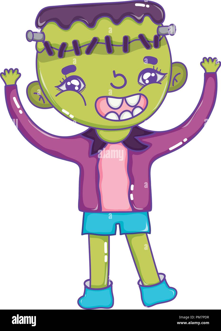 Muchacho feliz frankenstein con ropa casual Imagen Vector de stock - Alamy