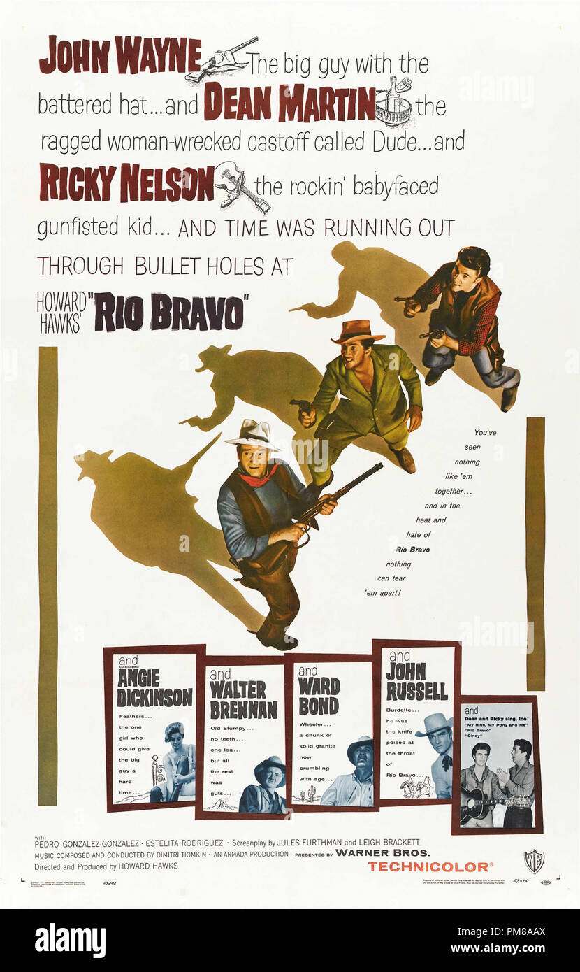 Studio Publicidad: 'Río Bravo' 1959 Warner Poster John Wayne, Dean Martin, Ricky Nelson Archivo de referencia # 31780 624 Foto de stock