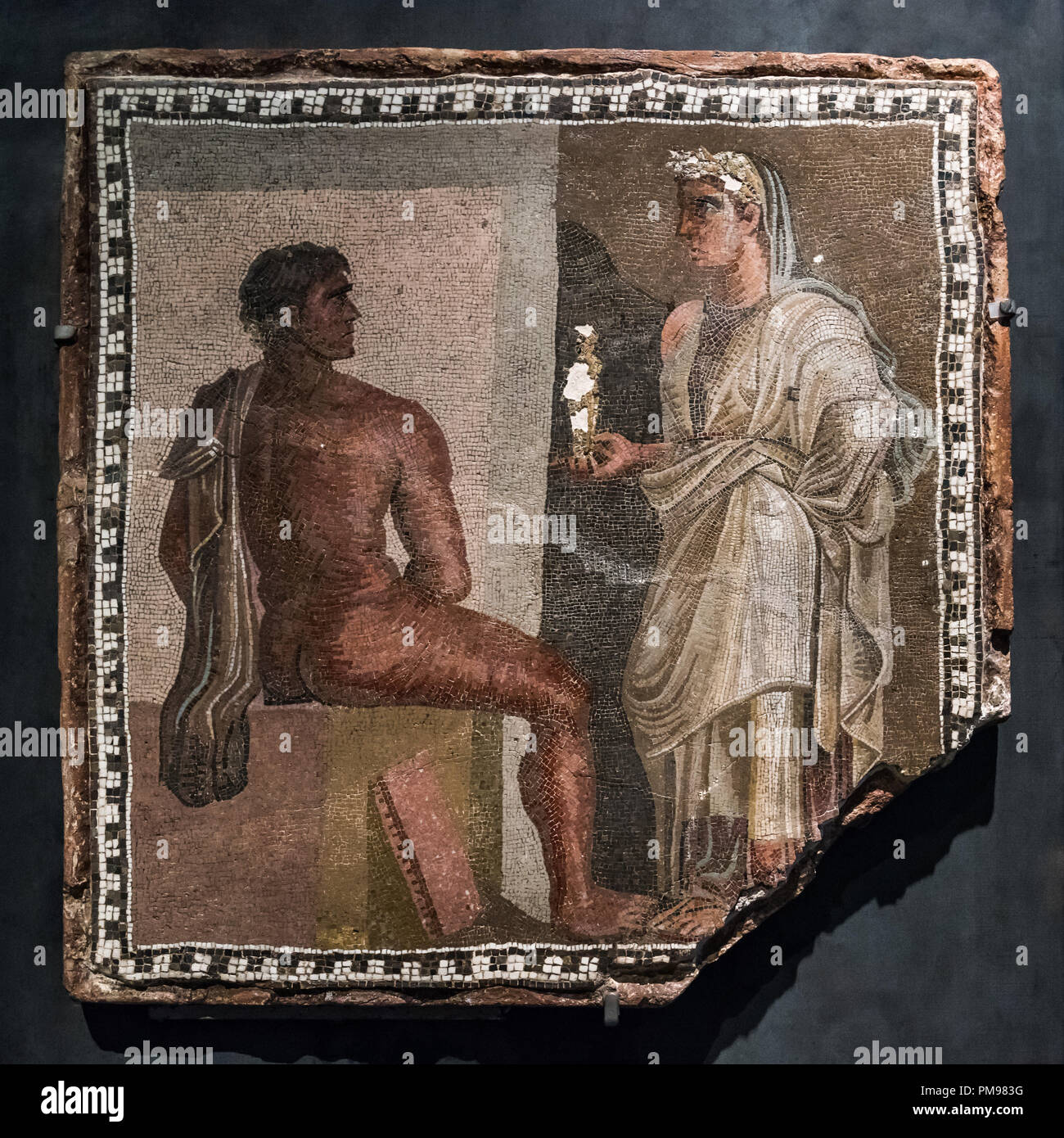 Mosaico con Orestes e Ifigenia, Museos Capitolinos, Roma, Italia Foto de stock
