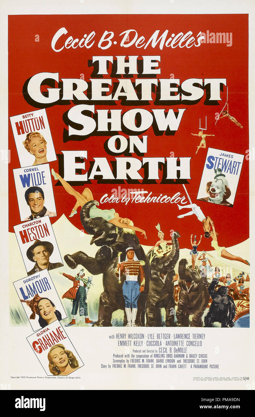 "El mayor espectáculo de la Tierra" de 1952, Paramount cartel archivo de referencia # 31955 981tha Foto de stock