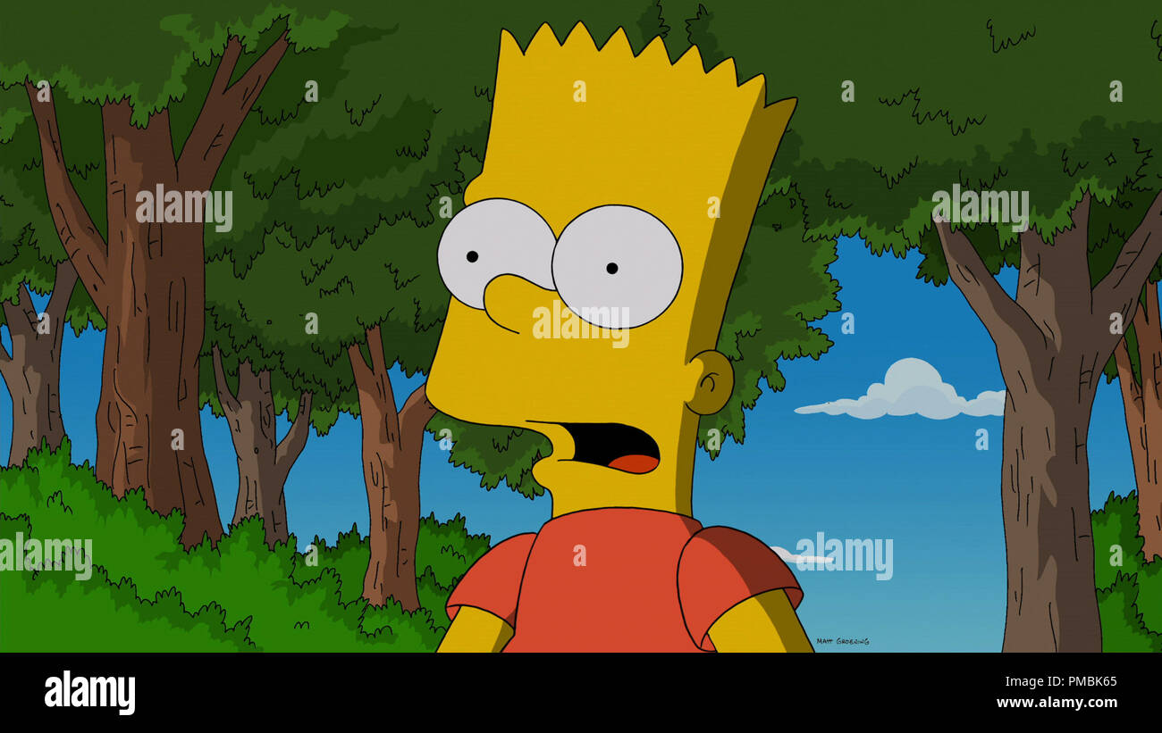Los Simpsons: Durante la reunión anual de la "carrera alrededor de la escuela", Bart debe decidir si debe ayudar a un amigo en necesidad o perder la carrera en el 'amarillo distintivo de Cowardge' temporada episodio de Los Simpson Foto de stock