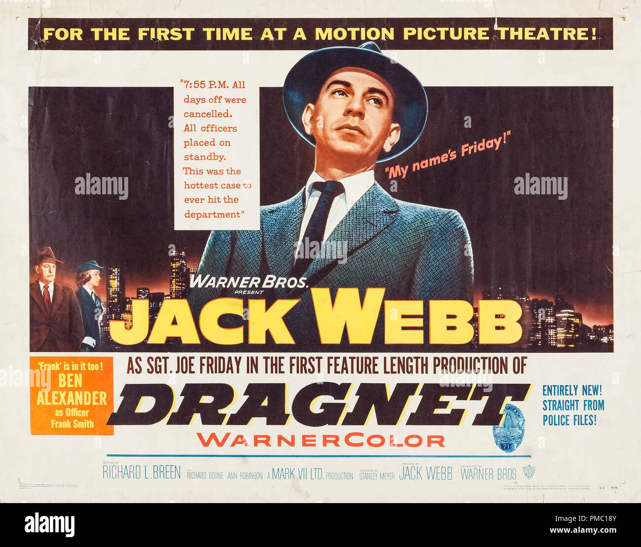 Jack Webb, Dragnet (Warner Brothers, 1954). Vestíbulo de archivos de la Tarjeta de referencia # 33595_260tha Foto de stock