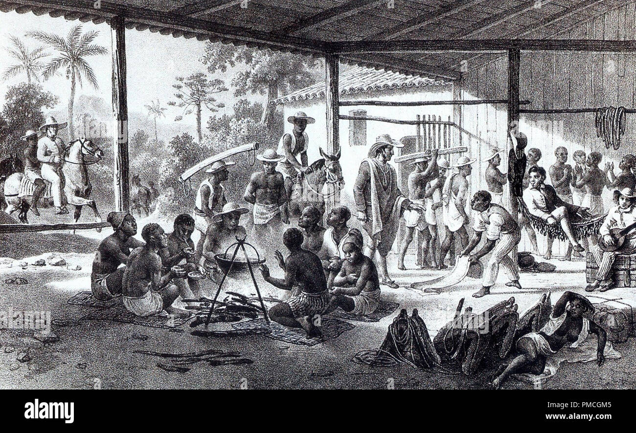 Recientemente compró esclavos en Brasil en su camino a las fincas de los terratenientes que compraron, circa 1830 Foto de stock