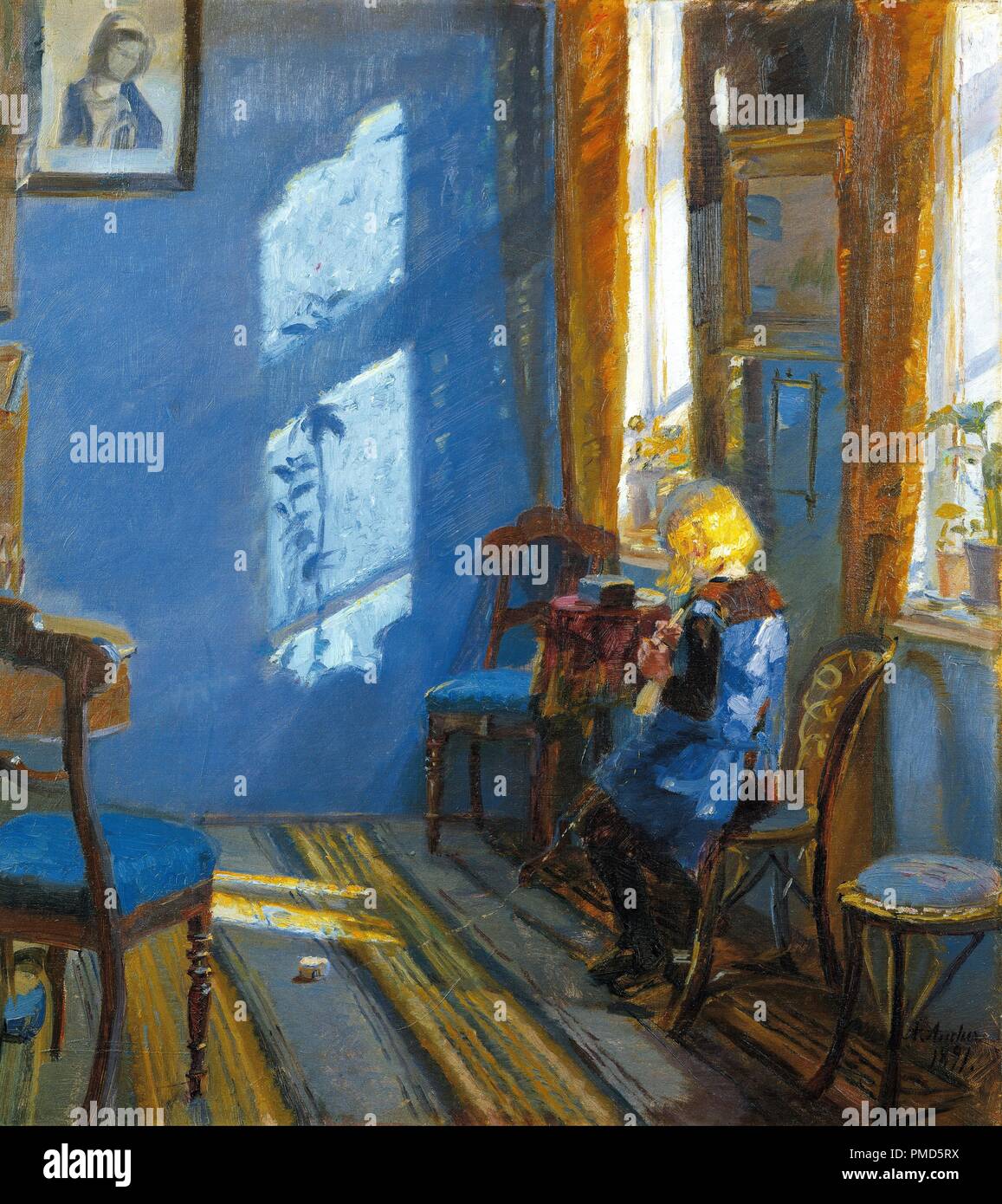 La luz solar en la habitación azul. Fecha/período: 1891. La pintura. Óleo  sobre lienzo. Anchura: 58,8 cm. Altura: 65,2 cm (sin marco). Autor: ANNA  ANCHER Fotografía de stock - Alamy