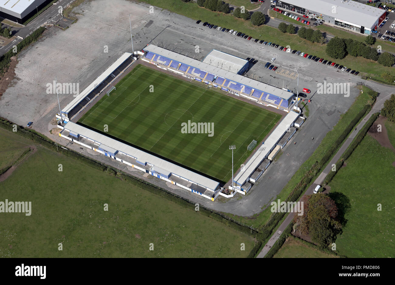 Vista aérea de Chester, Chester FC Stadium, Parachoques Lane, Foto de stock