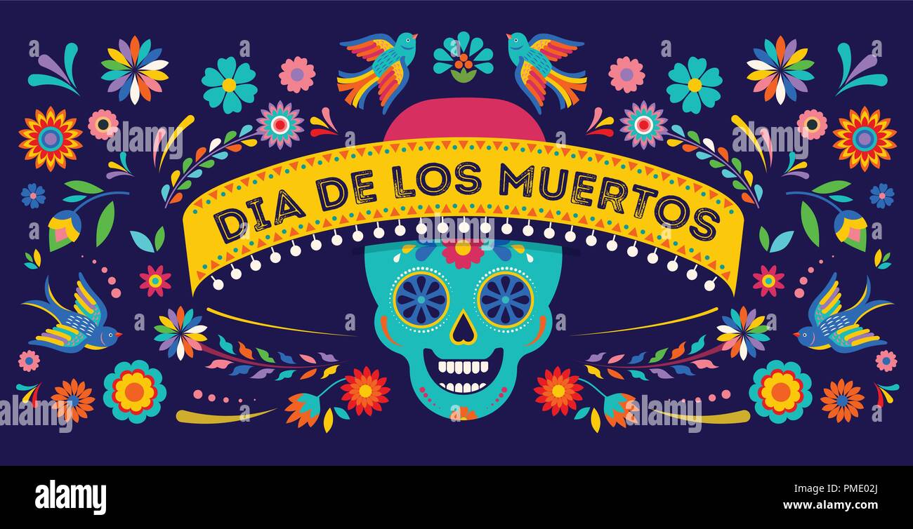El día de los muertos, el Dia de los muertos, el banner de fondo y