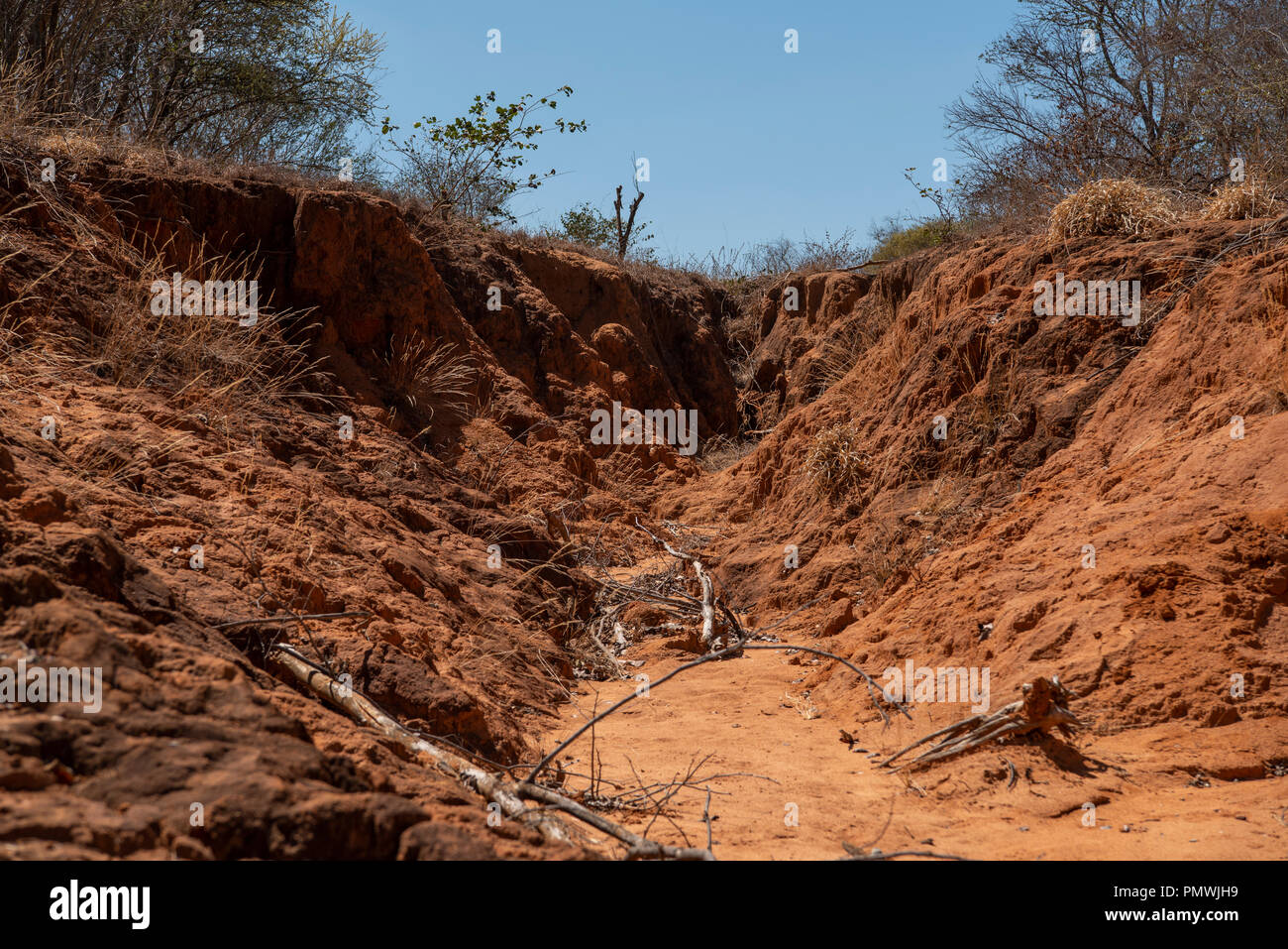 La erosión de los suelos en el sur de África Foto de stock