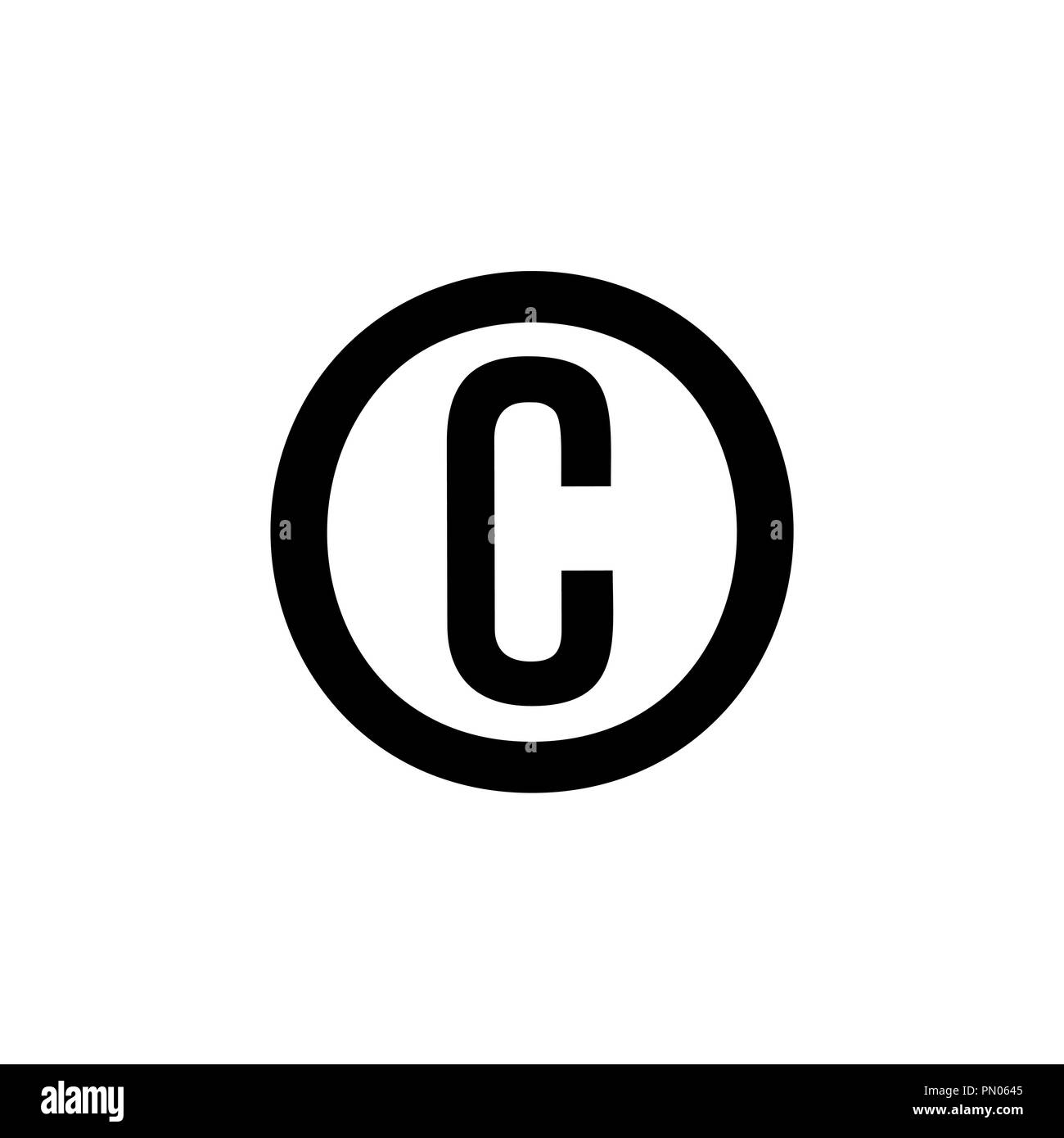 Copyright icono negro aislado sobre fondo blanco. Ilustración del Vector