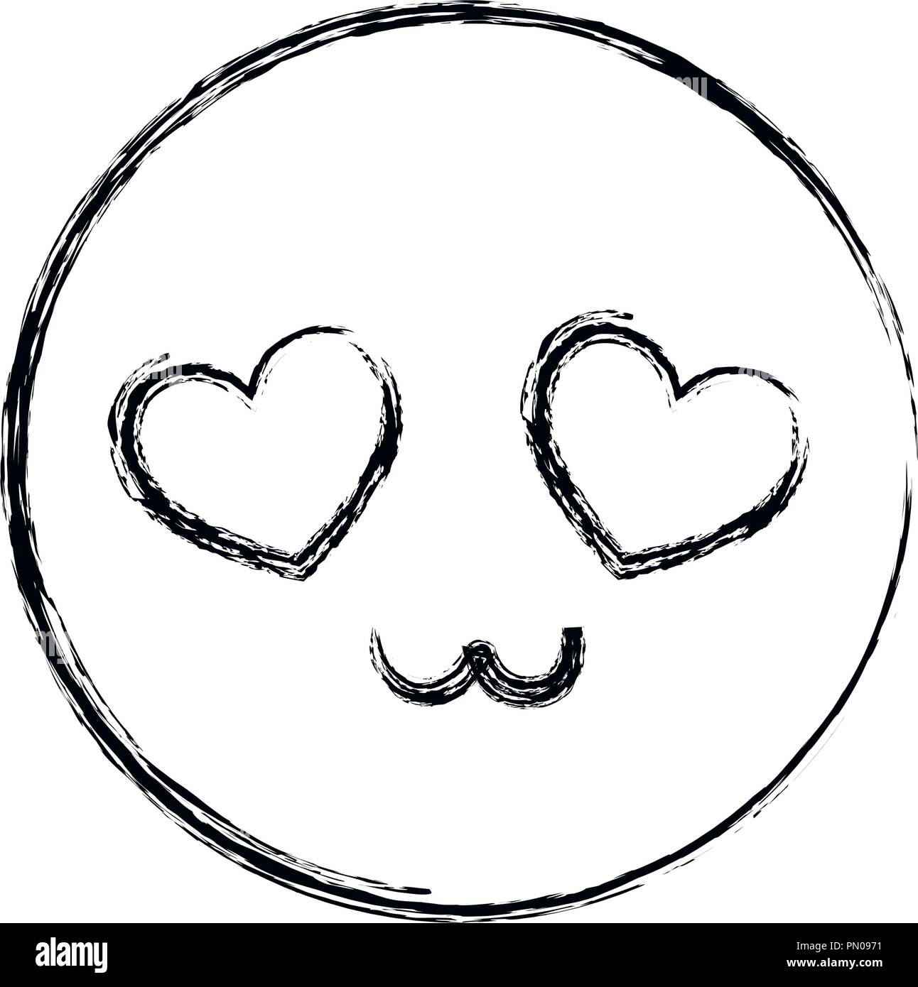 Feliz sonrisa emoticono corazones ojo amor ilustración vectorial dibujo a  mano Imagen Vector de stock - Alamy