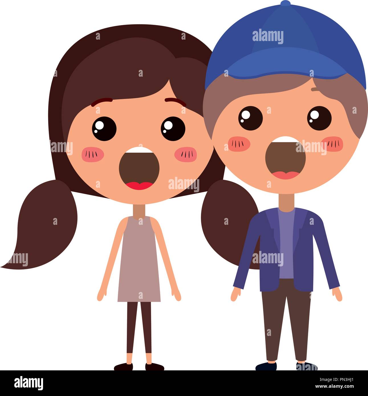 Sorprendido par kawaii personajes de dibujos animados Imagen Vector de stock - Alamy Sorprendido par kawaii personajes de dibujos animados Imagen Vector de stock - Alamy