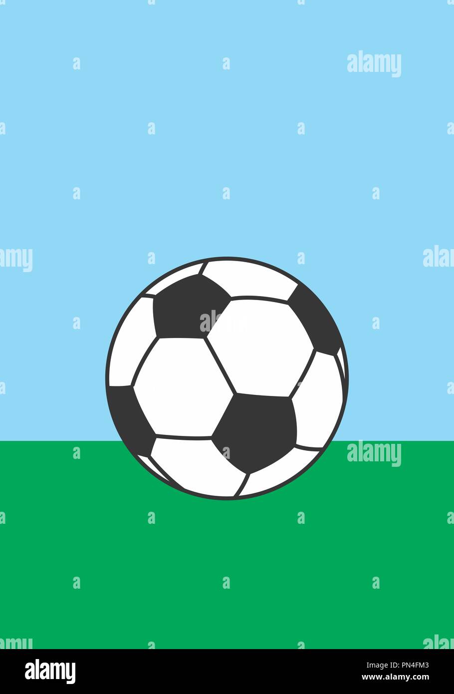 Ilustración de un balón de fútbol en el césped verde Ilustración del Vector