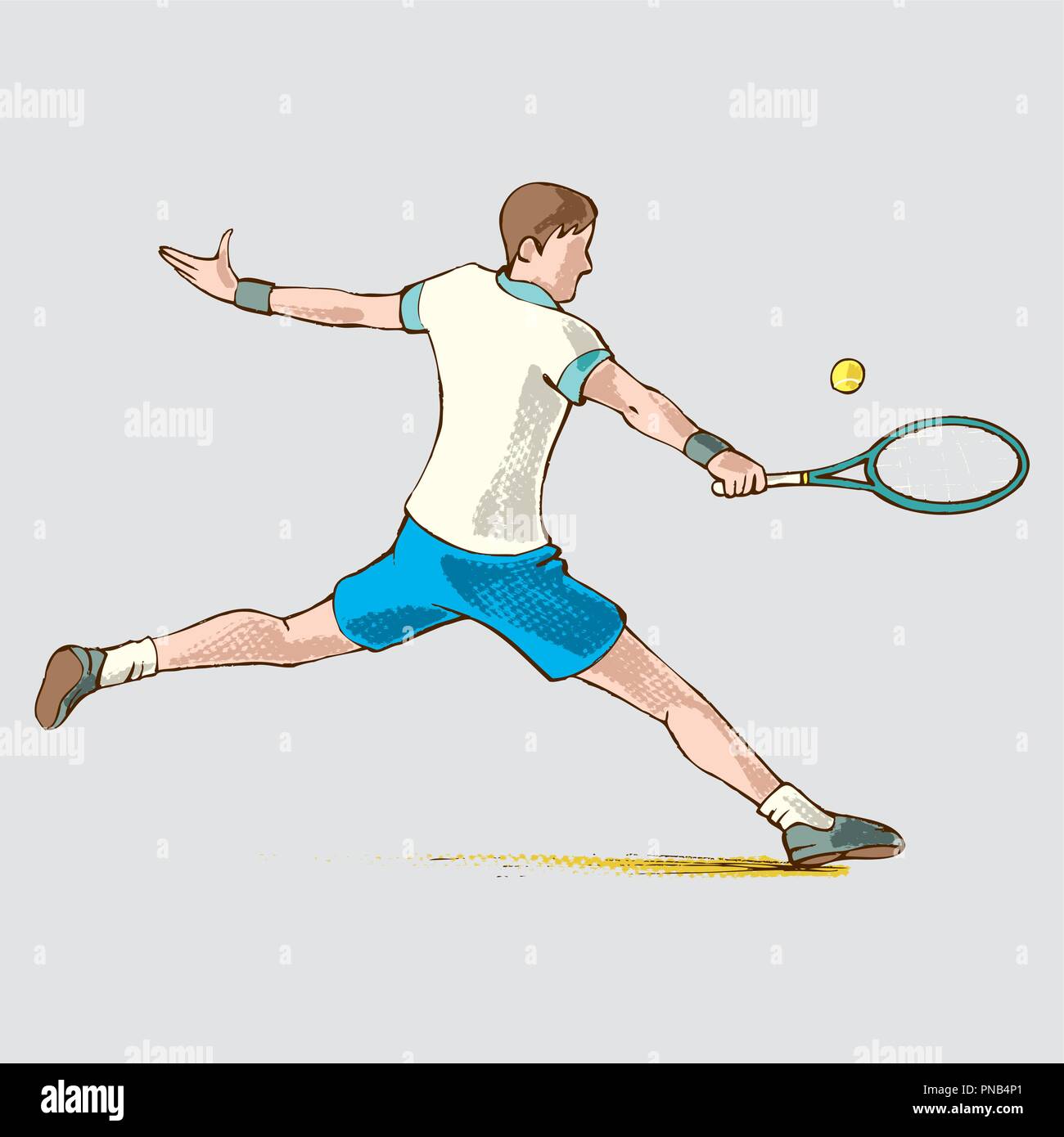 Atleta De Tenis Con La Raqueta Dibujo A Mano Alzada Imagen Vector De Stock Alamy