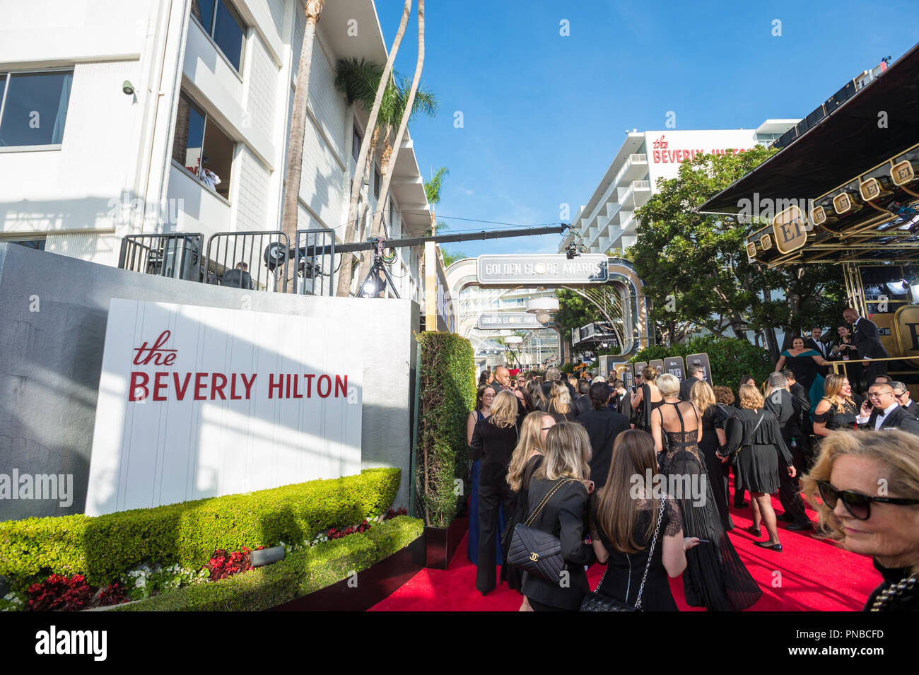 La alfombra roja en la 75ª ceremonia anual de los Premios Globos de Oro en el Beverly Hilton de Beverly Hills, CA el domingo, 7 de enero de 2018. Foto de stock