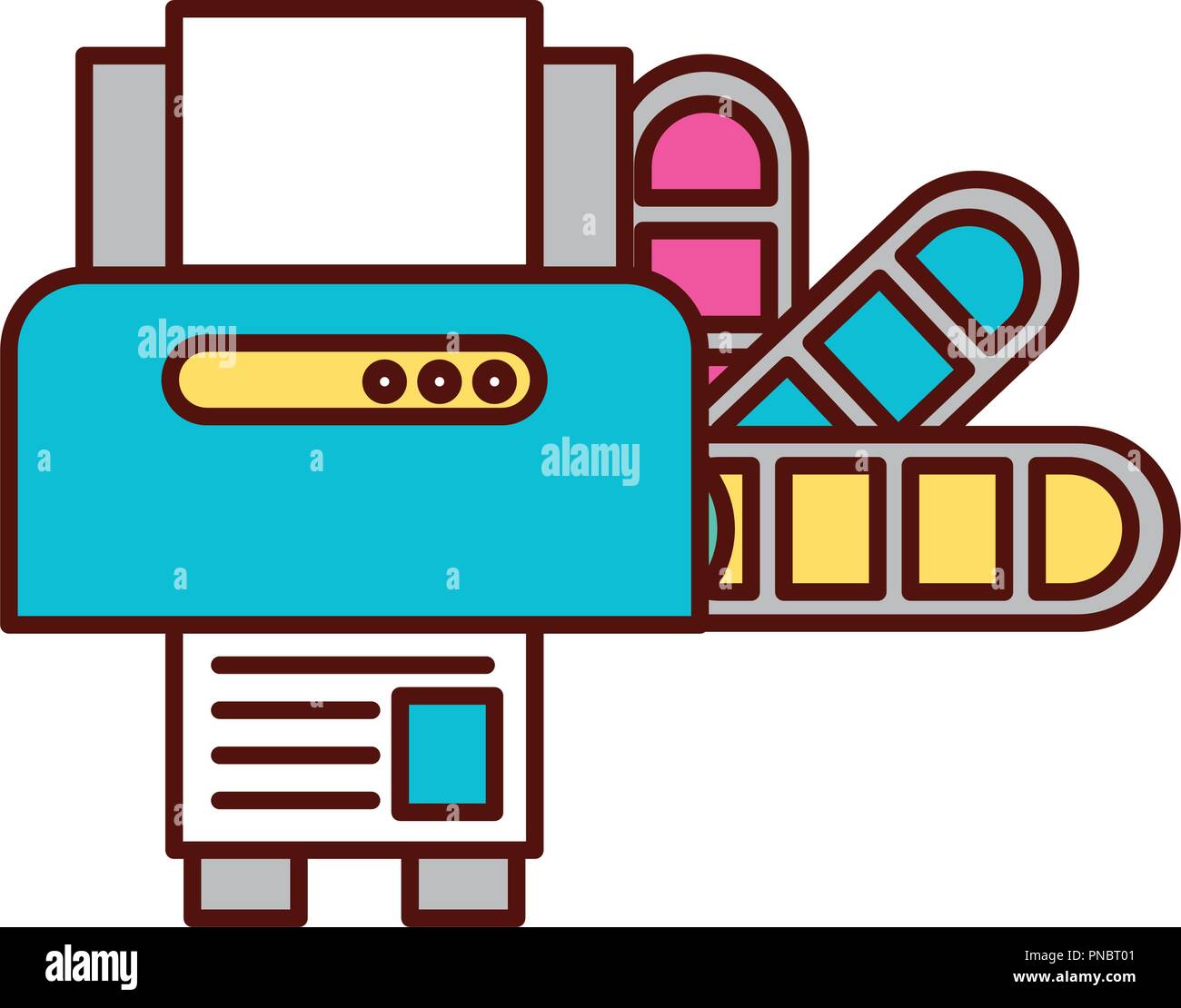 Diseño gráfico y tono de color de la máquina de la impresora Imagen Vector  de stock - Alamy