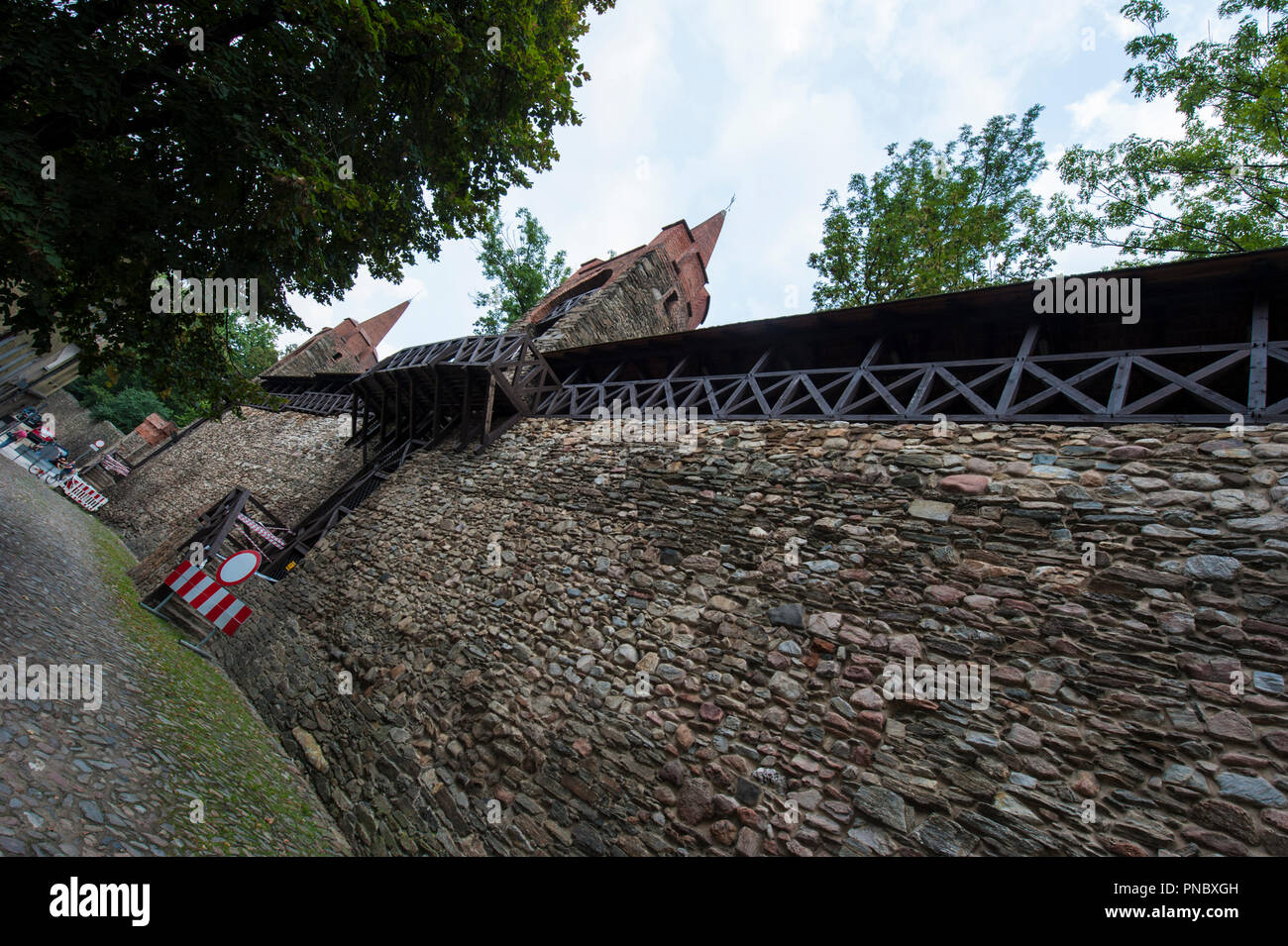 Las murallas de la ciudad en Paczkow localidad situada en el sudoeste de Polonia, de Europa. Foto de stock