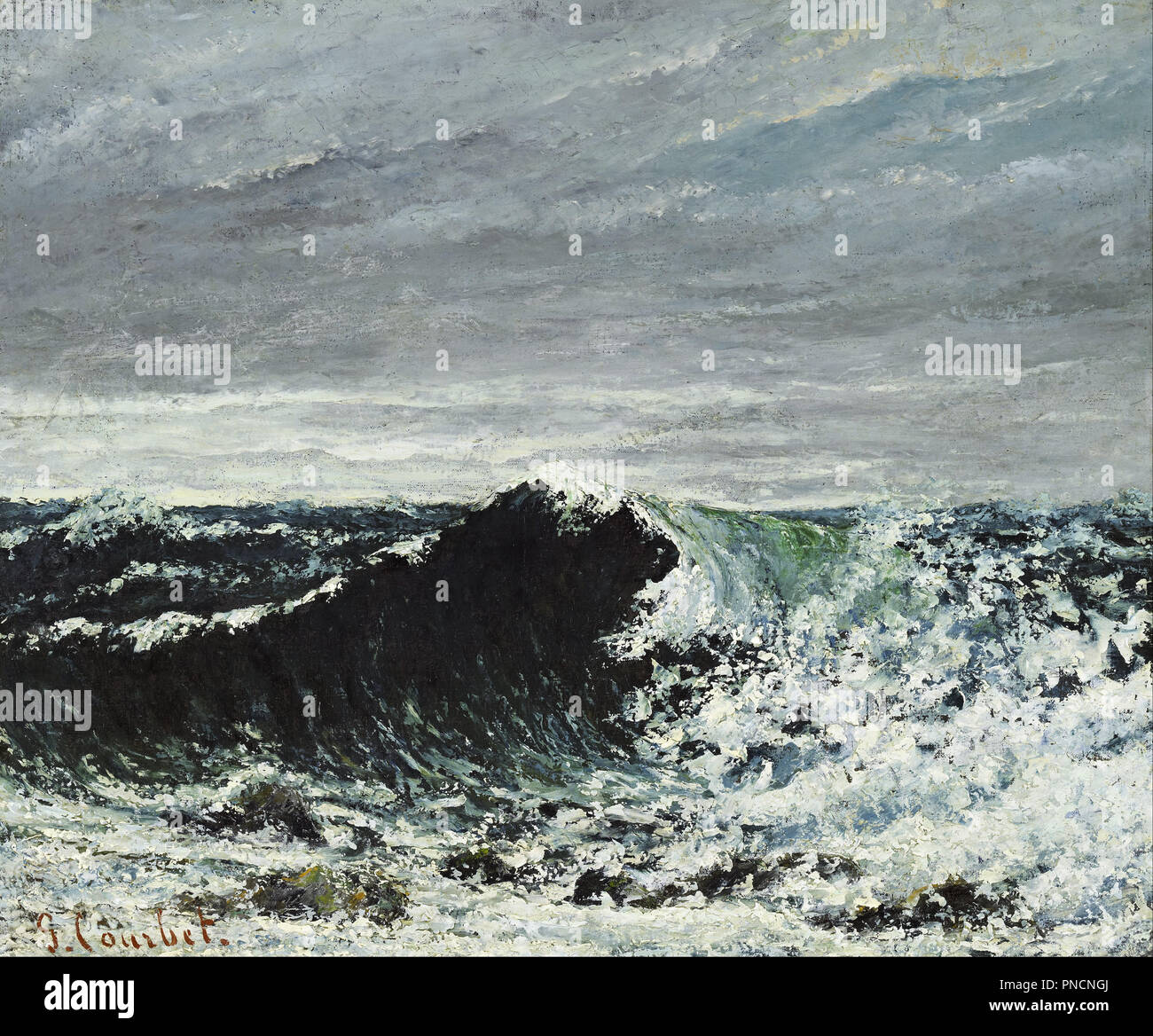La ola. Fecha/período: 1869. La pintura. Óleo sobre lienzo. Altura: 460 mm  (18.11"); anchura: 550 mm (21,65). Autor: Gustave Courbet Fotografía de  stock - Alamy