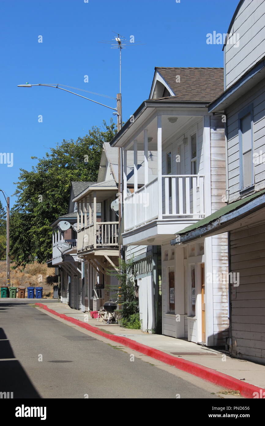 B Street, sección japonesa, Walnut Grove, California Foto de stock