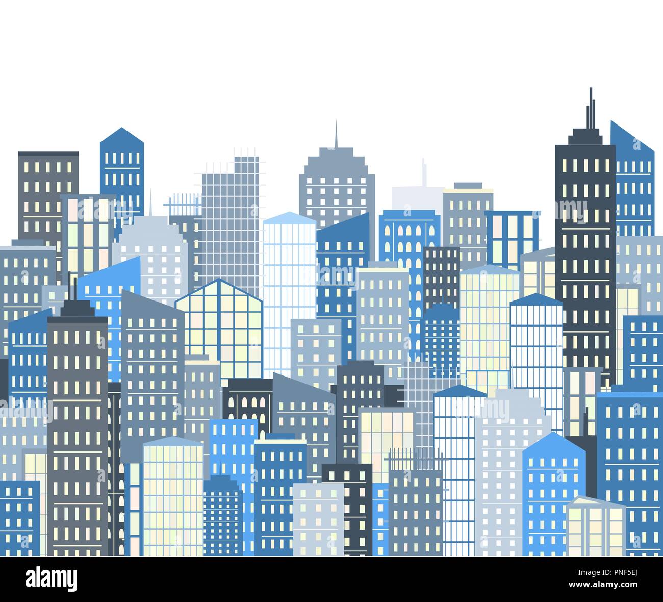Paisaje urbano. Ilustración vectorial. Ciudad de fondo, paleta de colores gris y azul Ilustración del Vector