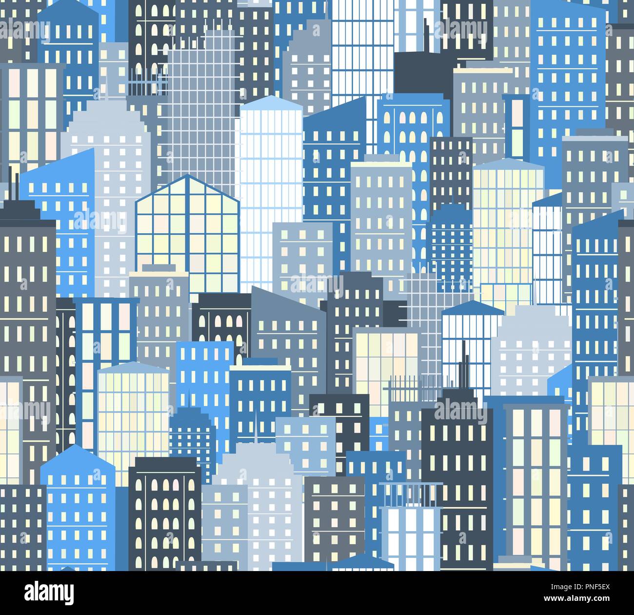 Paisaje urbano sin fisuras. Ilustración vectorial. Ciudad de fondo, paleta de colores gris y azul Ilustración del Vector