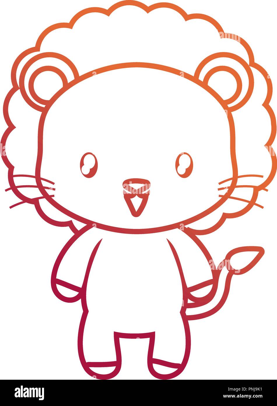 Lindo Bebe Animal Leon Caricatura Dibujo Ilustracion Vectorial Neon Imagen Vector De Stock Alamy