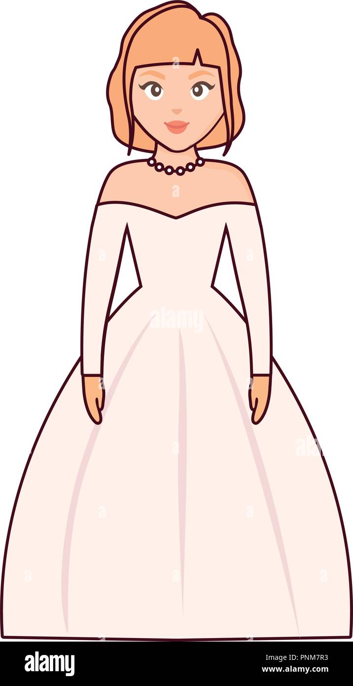 Vestido de novia vestidos de novia de dibujos animados sobre fondo blanco,  ilustración vectorial Imagen Vector de stock - Alamy
