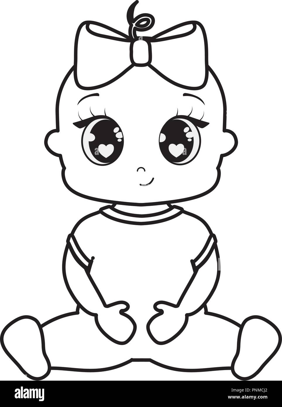 Icono de bebé niña de dibujos animados sobre fondo blanco, ilustración  vectorial Imagen Vector de stock - Alamy
