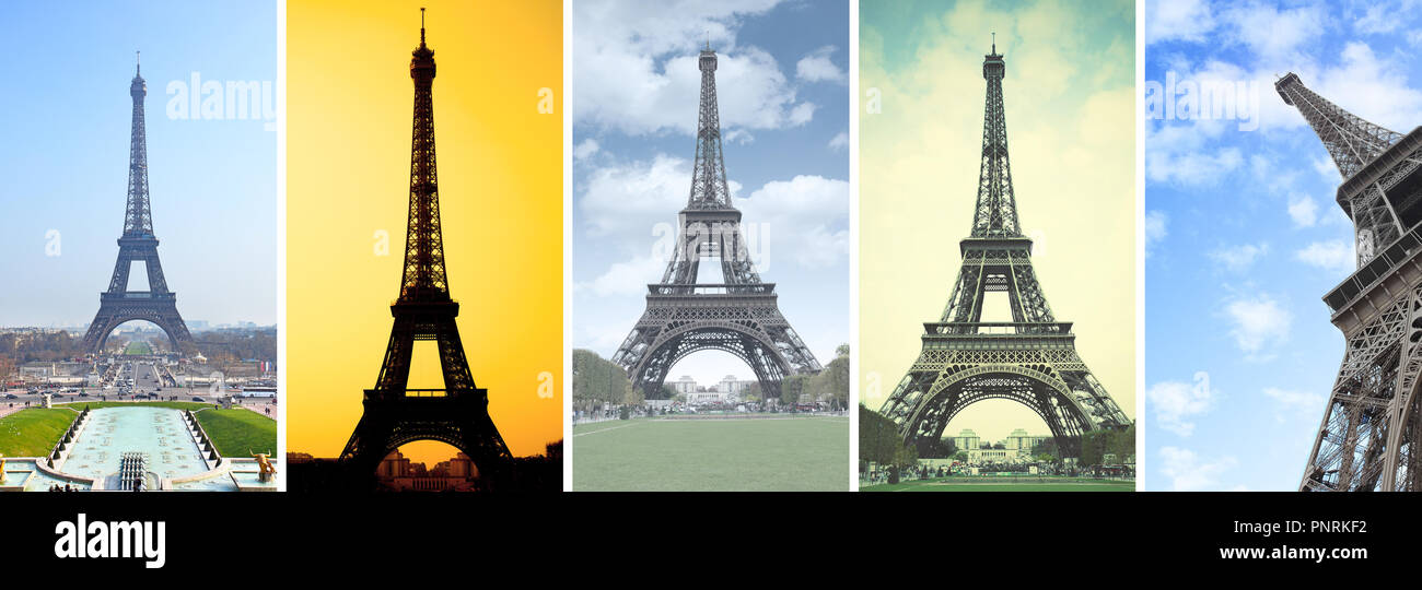 La Torre Eiffel en París -- Conjunto de pantalla de 16:9 HD wallpapers para smartphone Foto de stock