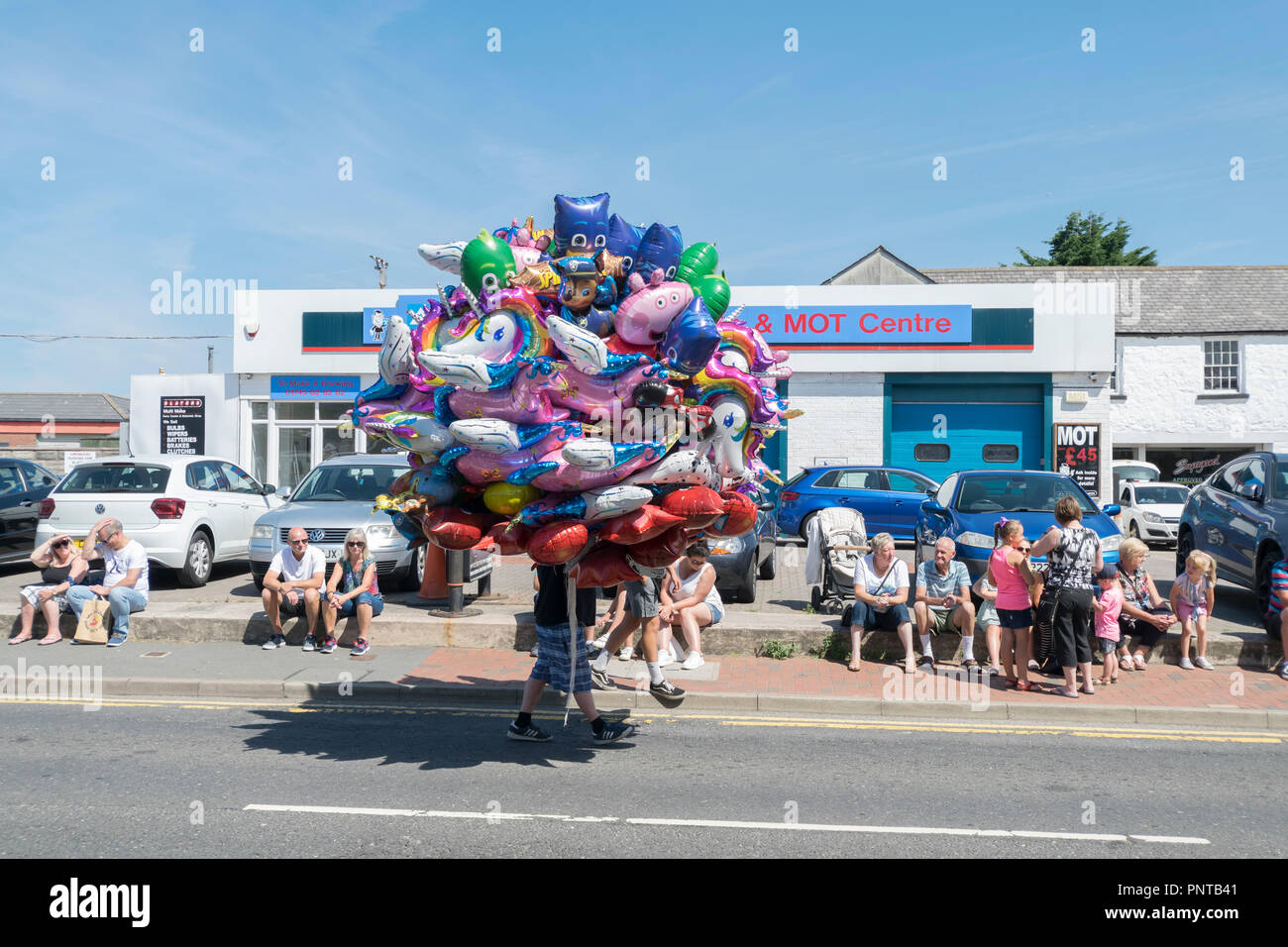Abergele Carnaval y suerte 14 de julio de 2018 en la costa norte de Gales Foto de stock