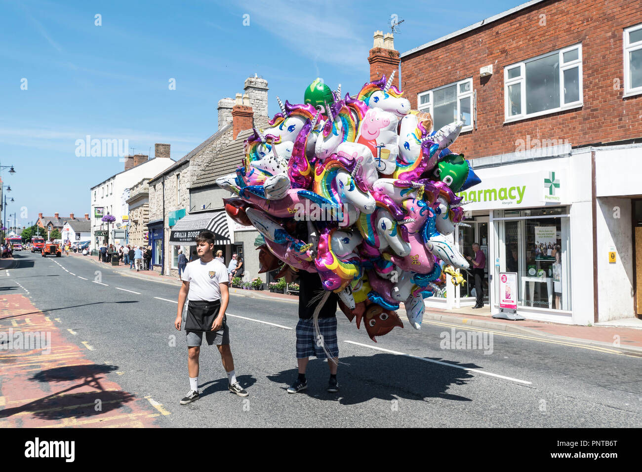 Abergele Carnaval y suerte 14 de julio de 2018 en la costa norte de Gales Foto de stock