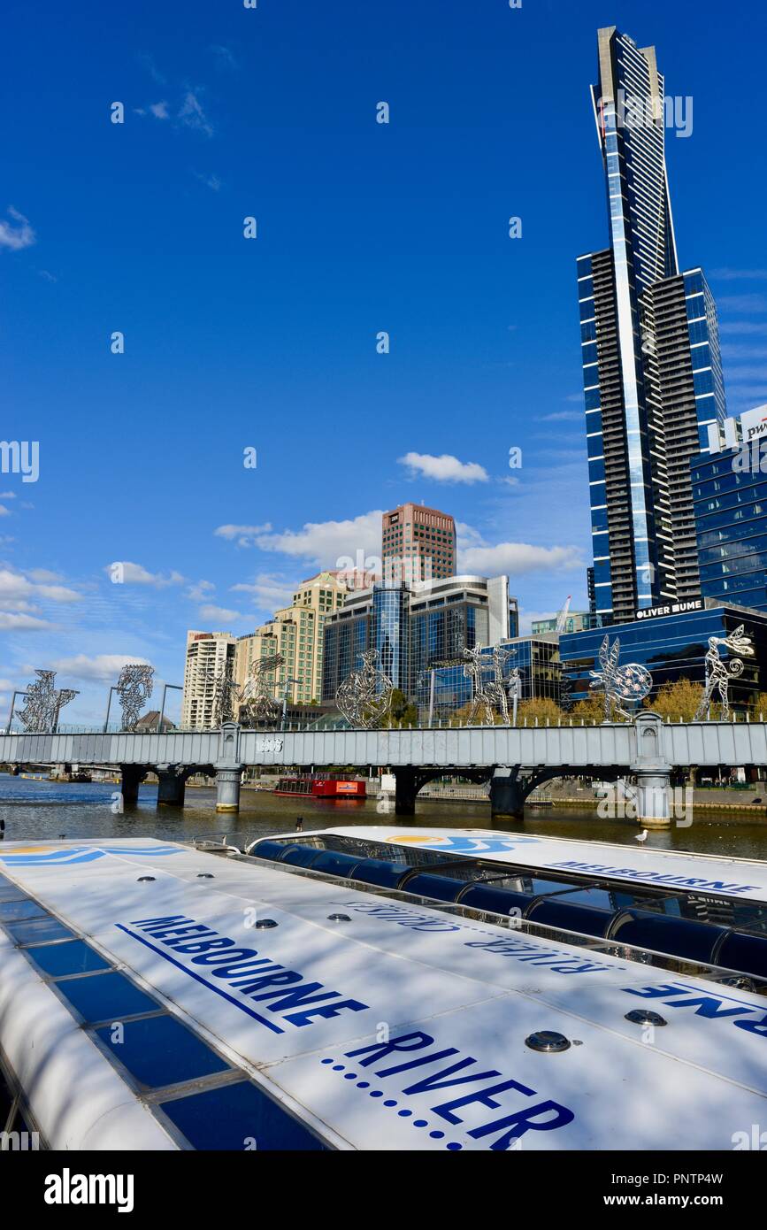 Melbourne crucero en barca por el Río Yarra, Melbourne, VIC, Australia Foto de stock