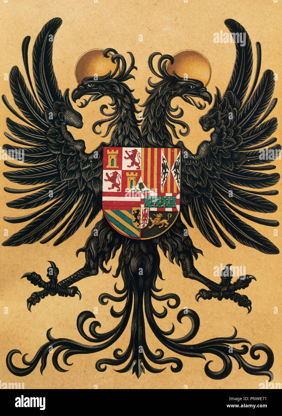 Bandera Imperial con el águila bicéfala de Carlos V (1500-1558), Emperador  del Sacro Imperio Romano Germánico Fotografía de stock - Alamy