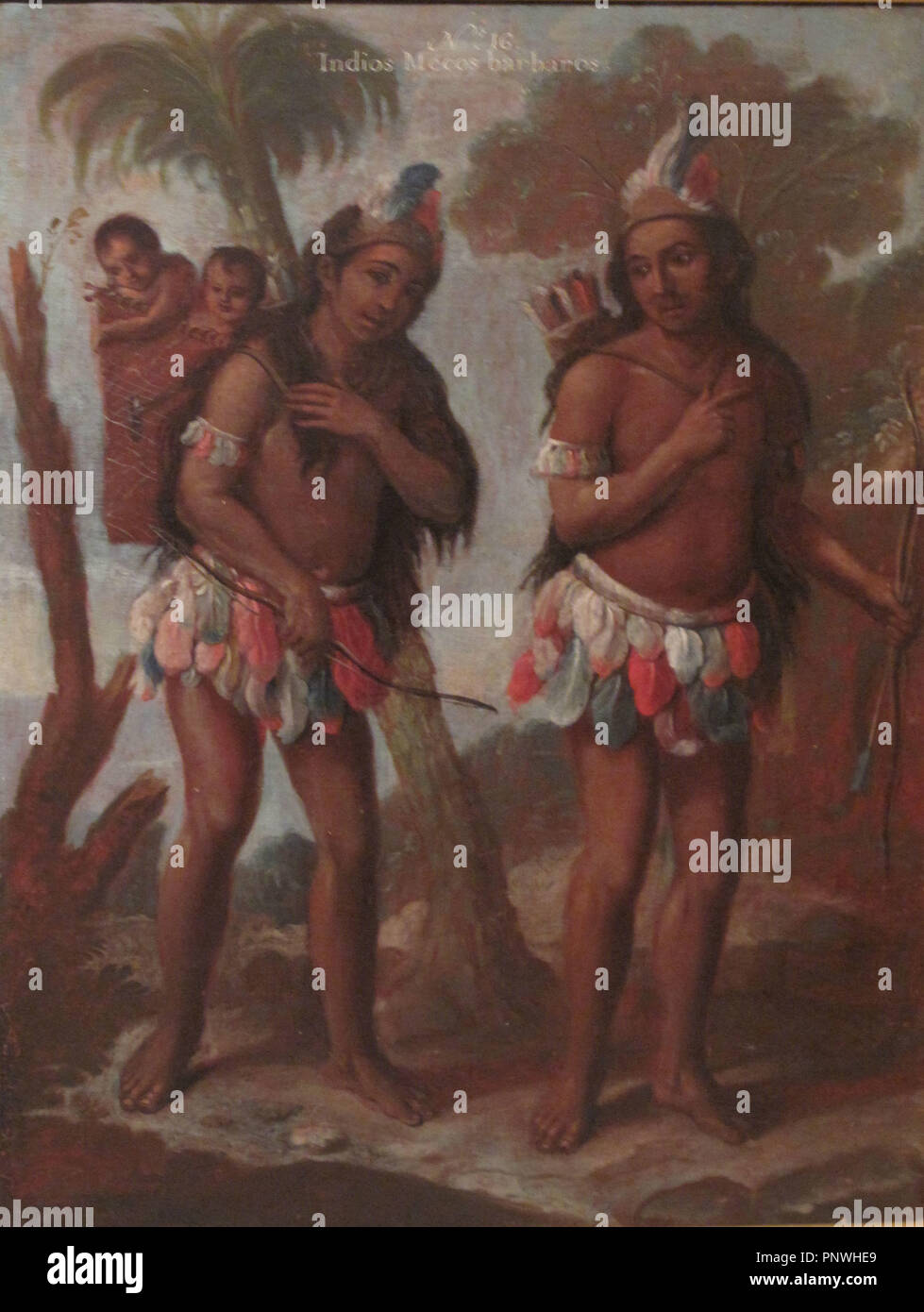 El mestizaje - INDIOS MECOS, BARBAROS - PINTURA COLONIAL - 1774 - O/L - 75x54 cm. Autor: islas, Andrés DE. Ubicación: MUSEO DE AMÉRICA-COLECCION. MADRID. España. Foto de stock