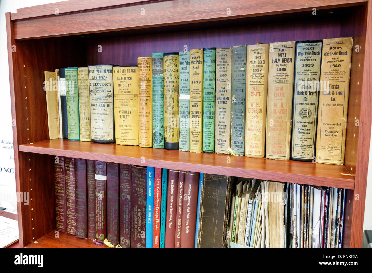 West Palm Beach Florida, Museo de Historia del Condado de Palm Beach, Casa del Tribunal del Condado 1916, histórico, interior, biblioteca de investigación, directorio de directorios de la ciudad, Foto de stock