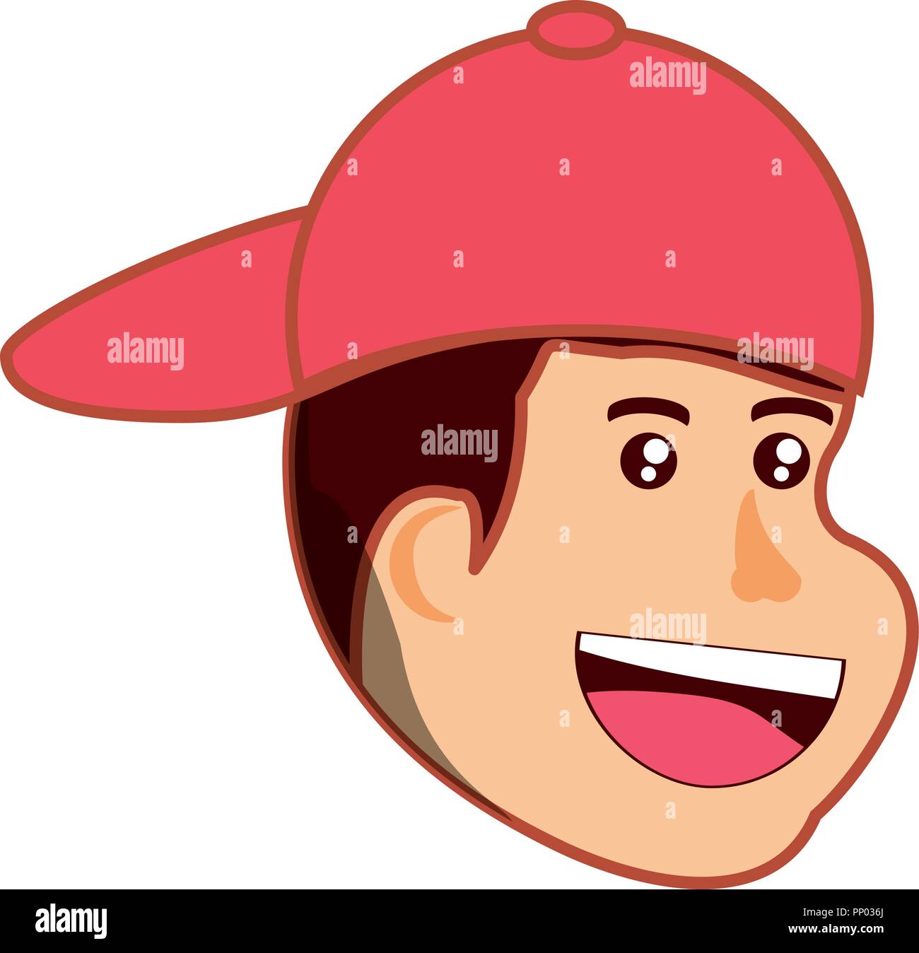 Cartoon chico llevaba una gorra sobre fondo blanco, ilustración