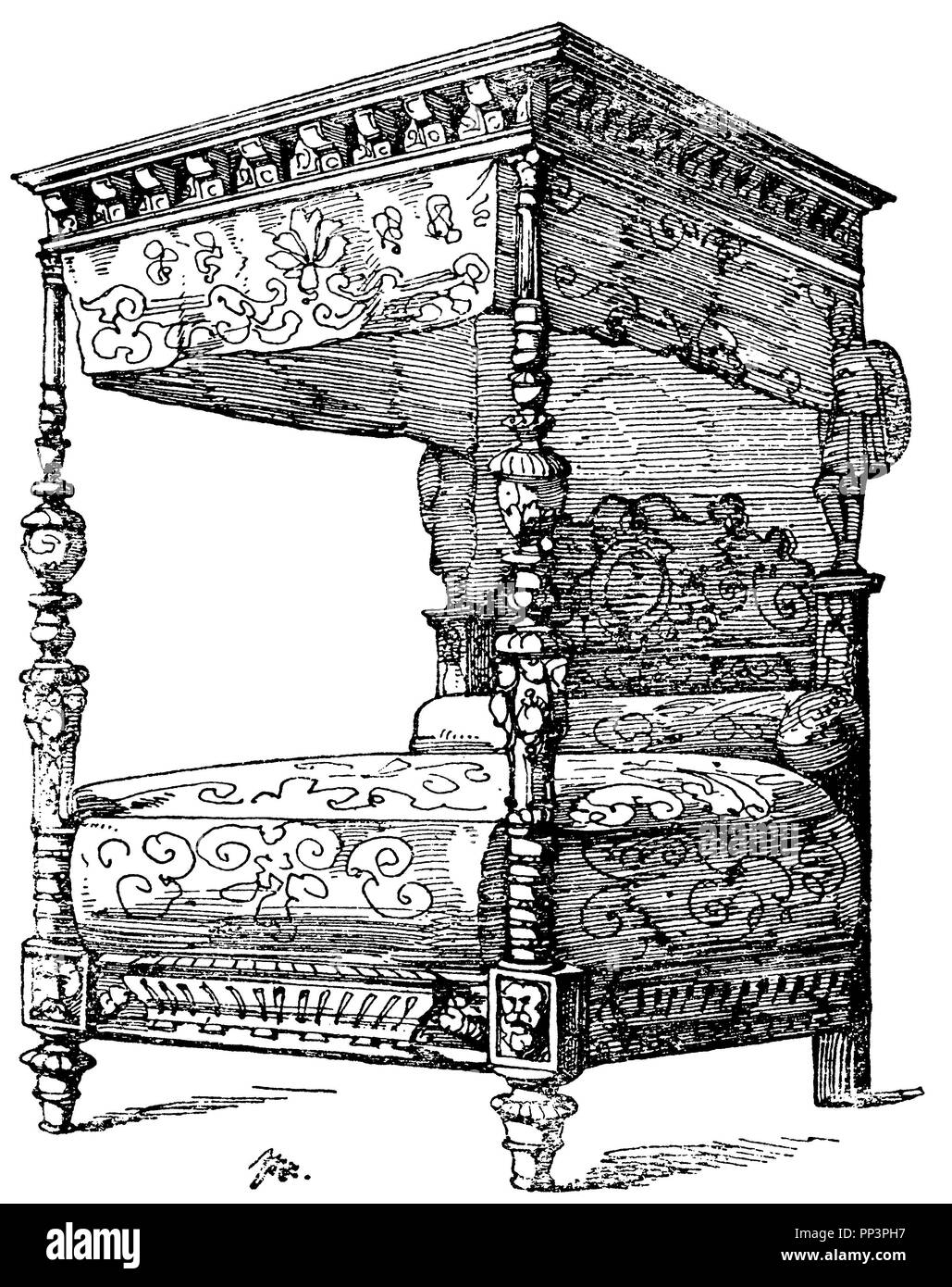 Cama con dosel. El Renacimiento francés. Siglo 16. Museo de Cluny, en  París. (L'art pour tous), FSM 1918 Fotografía de stock - Alamy