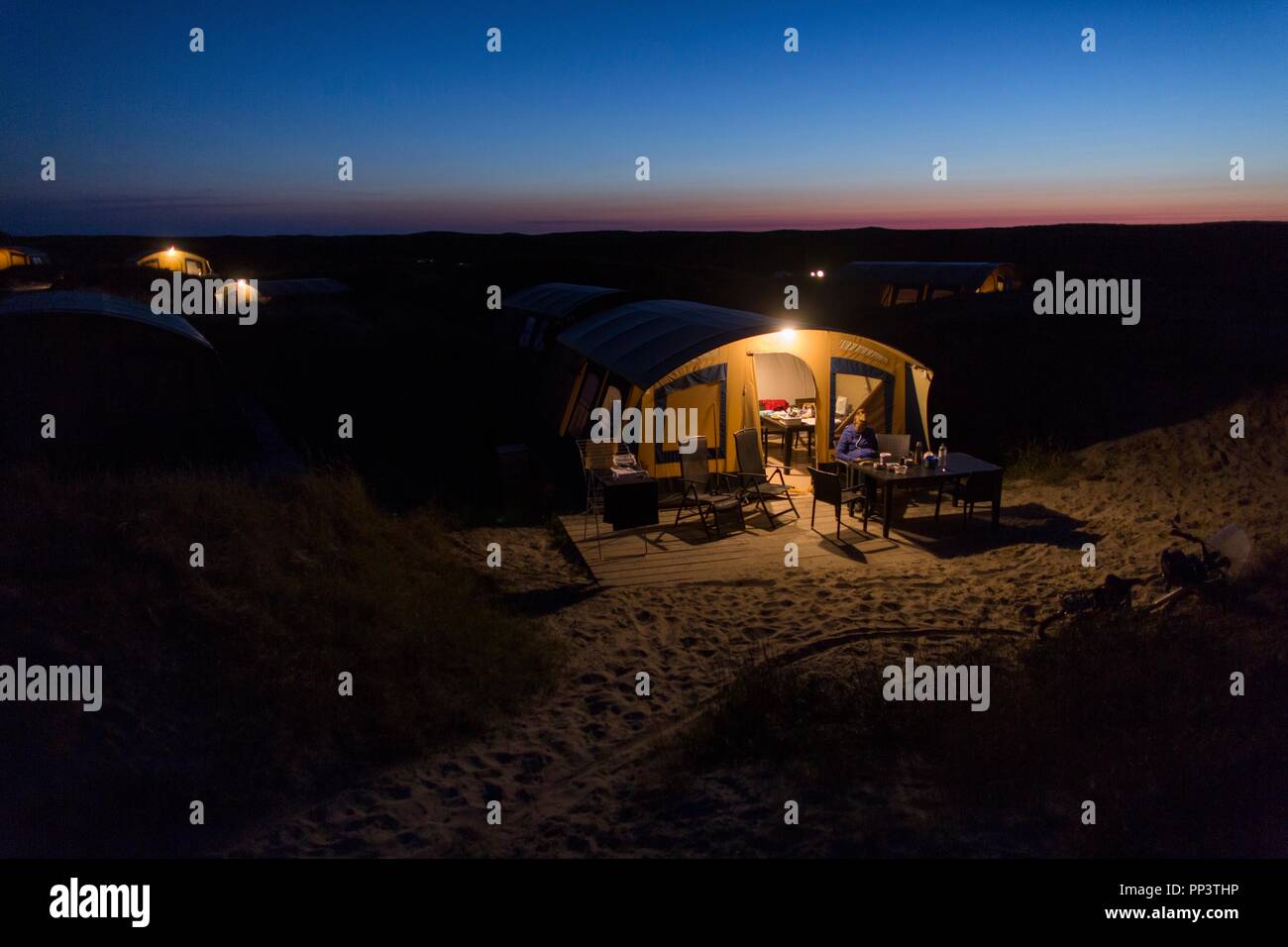 Camping en la isla Texel Foto de stock