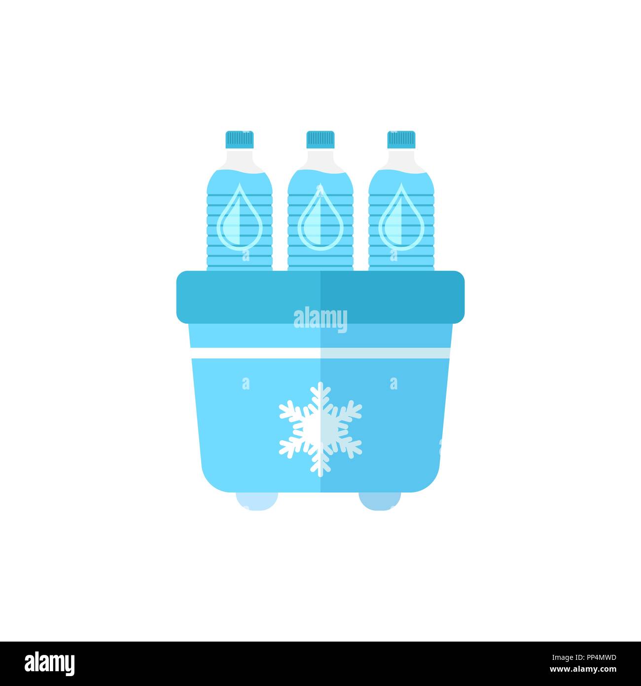Nevera portátil nevera con agua botella icono de estilo plano. Bolsa  congelador contenedor ilustración vectorial sobre fondo blanco aisladas.  Nevera y Imagen Vector de stock - Alamy