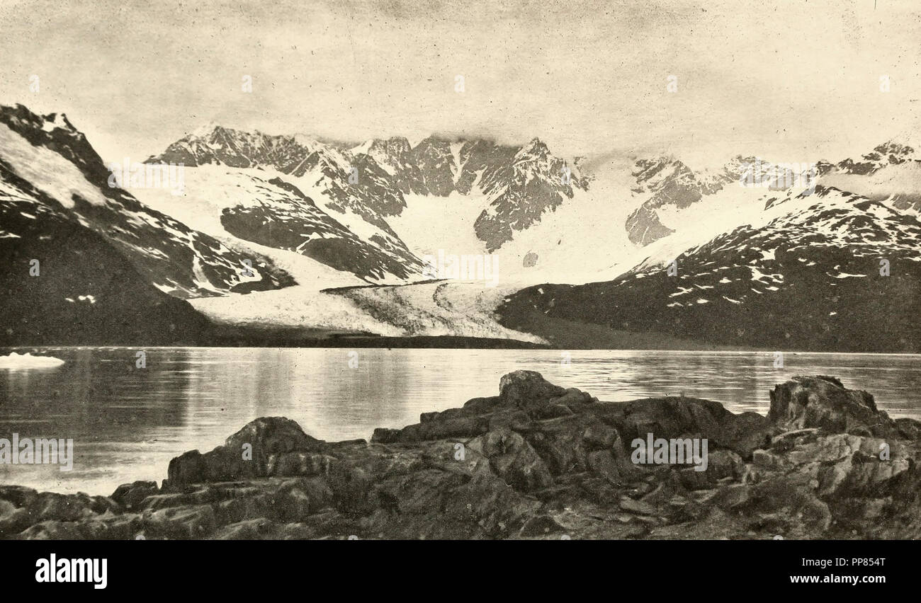 Glaciar serpentina, Harriman Fiordo, circa 1900 Foto de stock