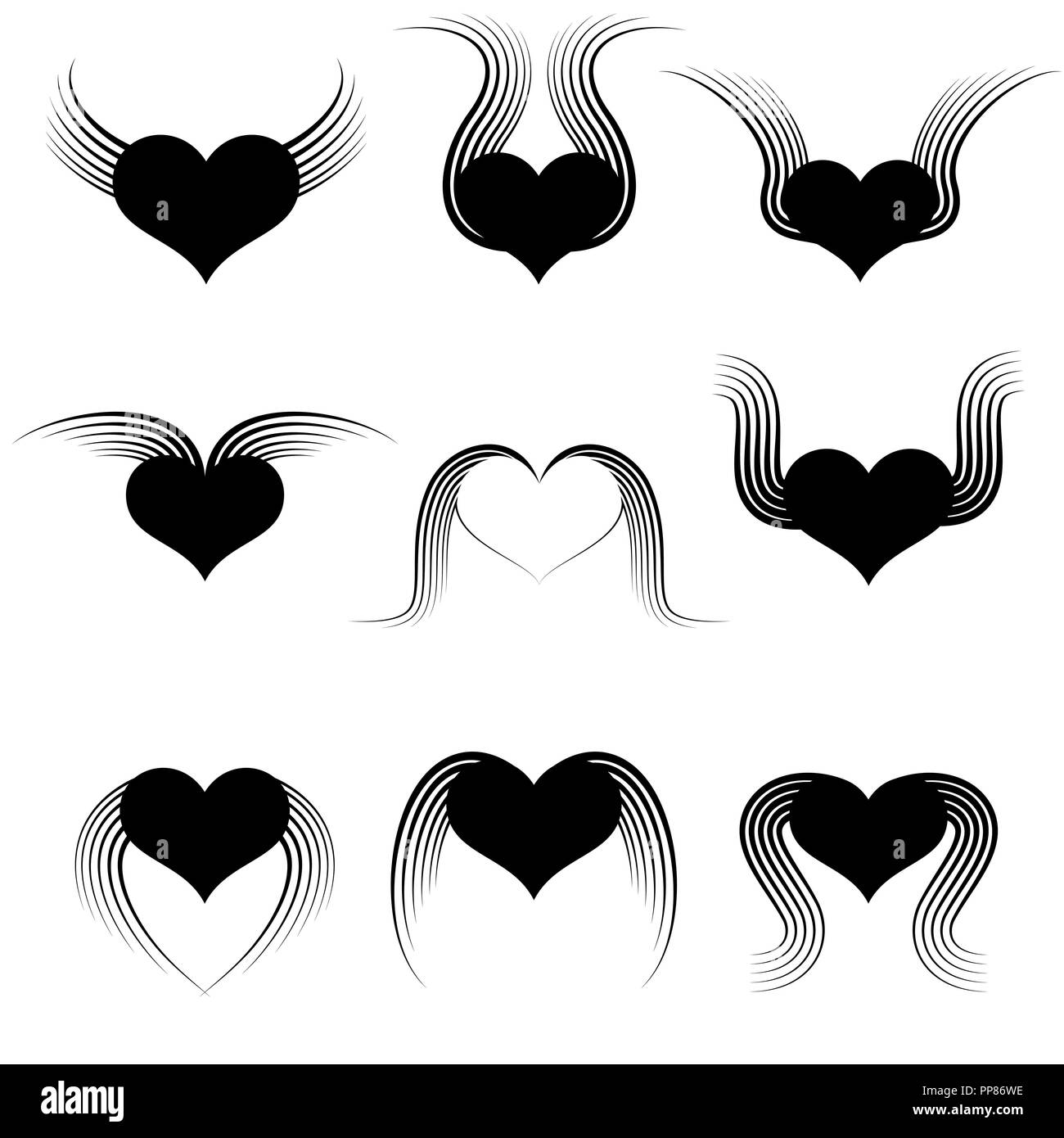 Juego De Corazones Con Alas Ilustracion Del Vector Imagen