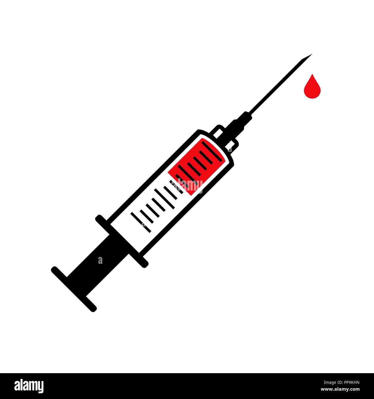 Medical Jeringa Con Una Gota De Sangre Planas Ilustracion