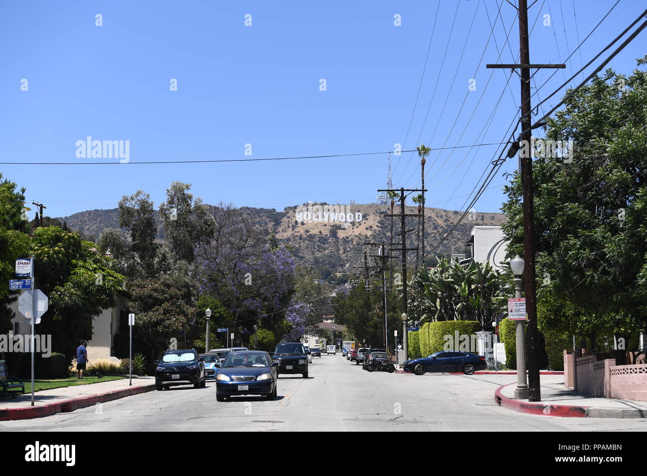 El letrero de Hollywood en las colinas de Hollywood Foto de stock