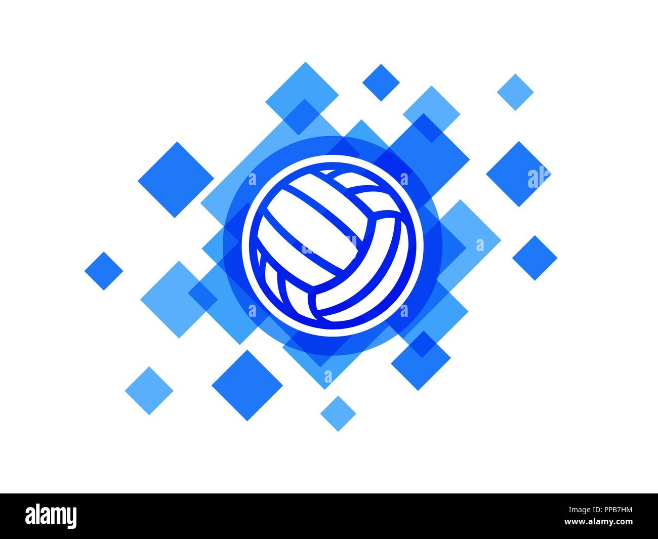 Voleibol ball en el icono azul de fondo abstracto vector logo. Pelota de waterpolo Ilustración del Vector