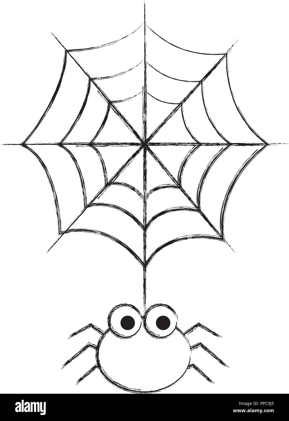 Lindo colgante telaraña spider halloween ilustración vectorial dibujo a  mano Imagen Vector de stock - Alamy