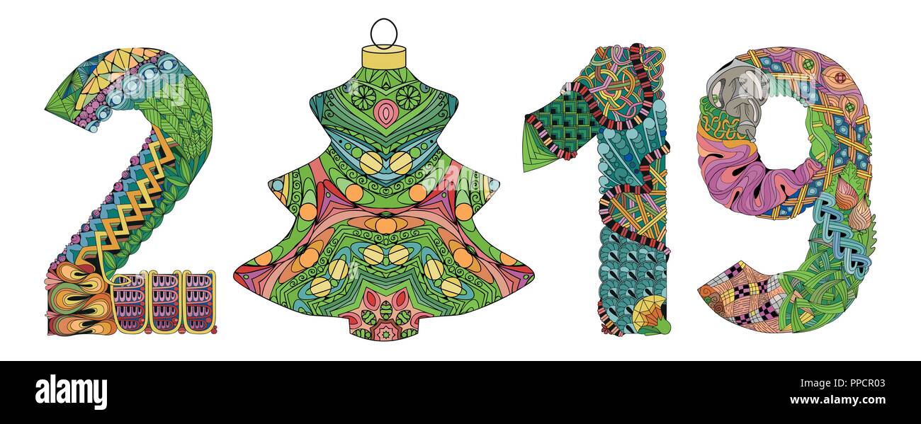 Arte diseño pintado a mano. Color ilustración dibujada a mano. Número